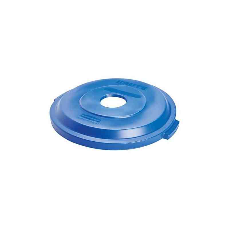 Rubbermaid 1788376 Brute Lid for 32G w/Hole for Bottle/Can Recycle - Blue - [DefendUse.com] - 1788376 - Brute Trash Can Lids