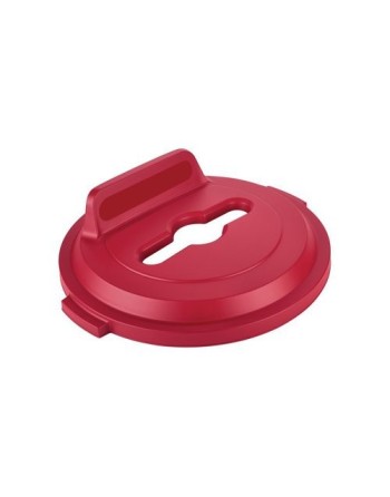 Rubbermaid 2018212 Brute Lid w/Hole Mixed Recycling 32G - Red - [DefendUse.com] - 2018212 - Brute Trash Can Lids