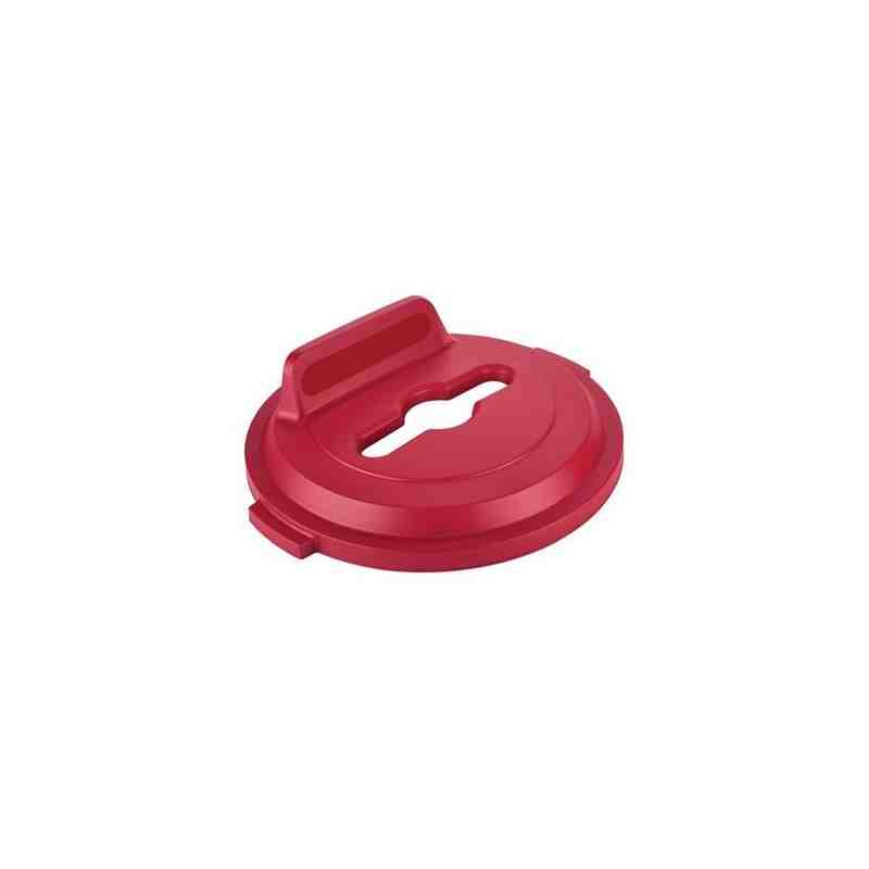 Rubbermaid 2018212 Brute Lid w/Hole Mixed Recycling 32G - Red - [DefendUse.com] - 2018212 - Brute Trash Can Lids