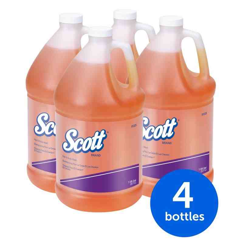 Scott Hair & Body Wash (91325), Protein-Enriched Golden Gel, Clean Rinsing, 1 Gallon Jugs, 4 / Case - [DefendUse.com] - 91325 - 