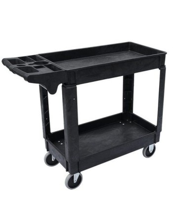 GLOBE 5800 Utility Cart Lipped 2-Shelf 41" x 17"x 33.5" Charcoal - [DefendUse.com] - 5800 - Globe Commercial Cleaning