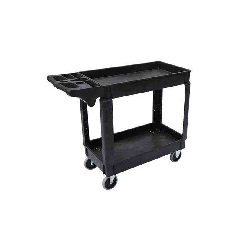 GLOBE 5800 Utility Cart Lipped 2-Shelf 41" x 17"x 33.5" Charcoal - [DefendUse.com] - 5800 - Globe Commercial Cleaning