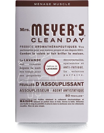 SC JOHNSON 59200708619 Mrs.Meyers Dryer Sheets - Lavender - 12/80ct, Case: 12 x 80ct - [DefendUse.com] - 59200708619 - Mrs. Meye