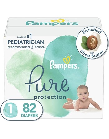 PAMPERS Diapers Size 1 - Pure Protection Hypoallergenic Disposable Baby Diapers, Fragrance Free, 82 Count - [DefendUse.com] - 37