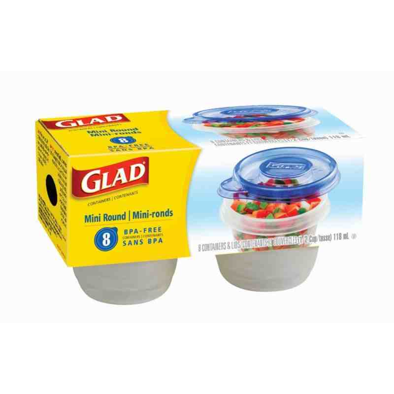 Glad 70346 Storage Ware Mini Round 7"W x 3 1/2"D x 4"H 118mL, Case of 96 - [DefendUse.com] - 70346 - Glad Containers