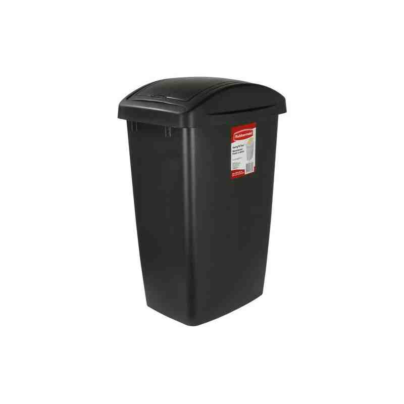 Rubbermaid FG269200BLA Housewares, Swing'N Toss Wastebasket 47.3L - Black, Case of 6 - [DefendUse.com] - FG269200BLA - Rubbermai