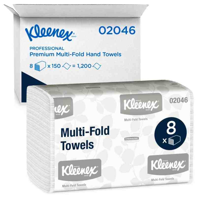 Kleenex® Folded Towel Multi-Fold, White, 8 Packs/Case, 150 Sheets/Case - [DefendUse.com] - 02046 - Kleenex®