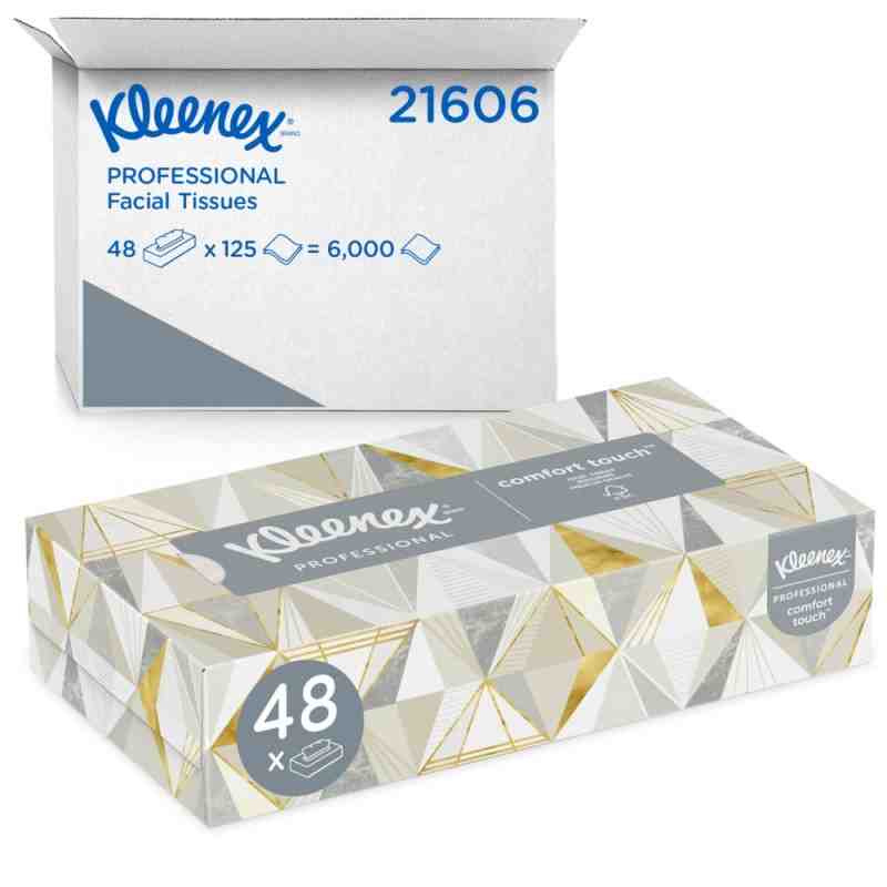 Kleenex® Professional Flat Box Facial Tissue, White, 2 Ply, 125 Sheets/Box, 48 Boxes/Case - [DefendUse.com] - 21606 - Kleenex®