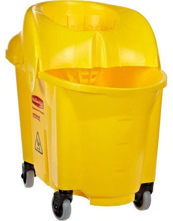 Rubbermaid FG759088YEL WaveBrake 2.0 35 QT institution Mop Bucket with Wringer Set, Yellow - [DefendUse.com] - FG759088YEL - Wav