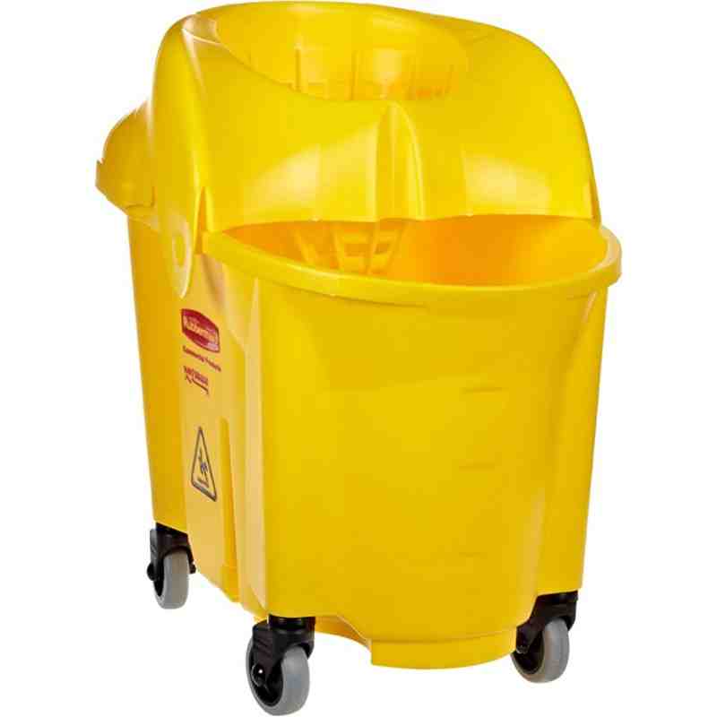 Rubbermaid FG759088YEL WaveBrake 2.0 35 QT institution Mop Bucket with Wringer Set, Yellow - [DefendUse.com] - FG759088YEL - Wav