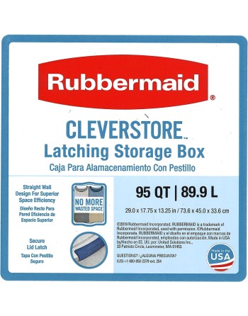 Rubbermaid RMCC950000 Cleverstore Clear Stackable Containers With Durable Latching Lids, 95 Quart-4 Pack, 4 Count - [DefendUse.c