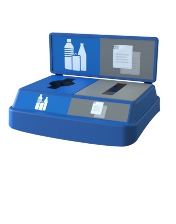 Clean River FX50LBE2CBPBB Flex-Lid 50G-2 stream w/BB-Cn&Bot/Pap-Blue - [DefendUse.com] - FX50LBE2CBPBB - Clean River Recycling