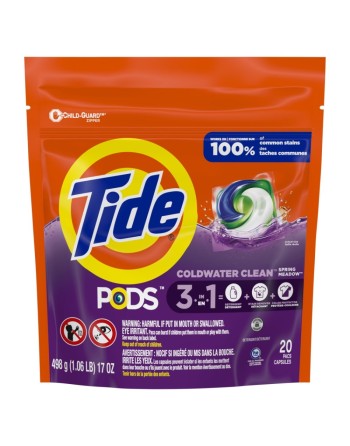 Tide 37000-95583 PODS Liquid Laundry Detergent Pacs, Spring Meadow, 20 count, Case of 6 - [DefendUse.com] - 37000-95583 - Laundr