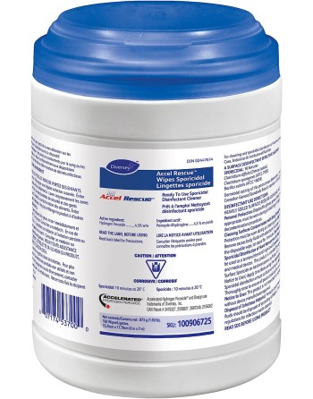 Diversey 100906725 Accel Rescue Wipes Sporicidal, Cleans & Disinfects with Accelerated Hydrogen Peroxide, 160-Wipes, Case of 12 