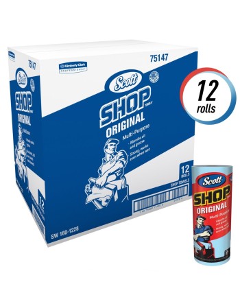 Kimberly-Clark 75147 Scott Shop Towel, Blue (12 Rolls of 55 Sheets) - [DefendUse.com] - 75147 - Scott®