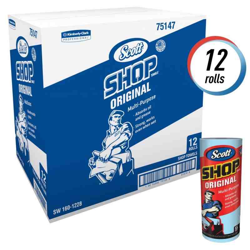 Kimberly-Clark 75147 Scott Shop Towel, Blue (12 Rolls of 55 Sheets) - [DefendUse.com] - 75147 - Scott®