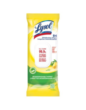 Lysol® CB997543 Biodegradable Disinfecting Wipes, Citrus Scent, Pack of 84 Wipes, Case of 4 - [DefendUse.com] - CB997543 - Lysol