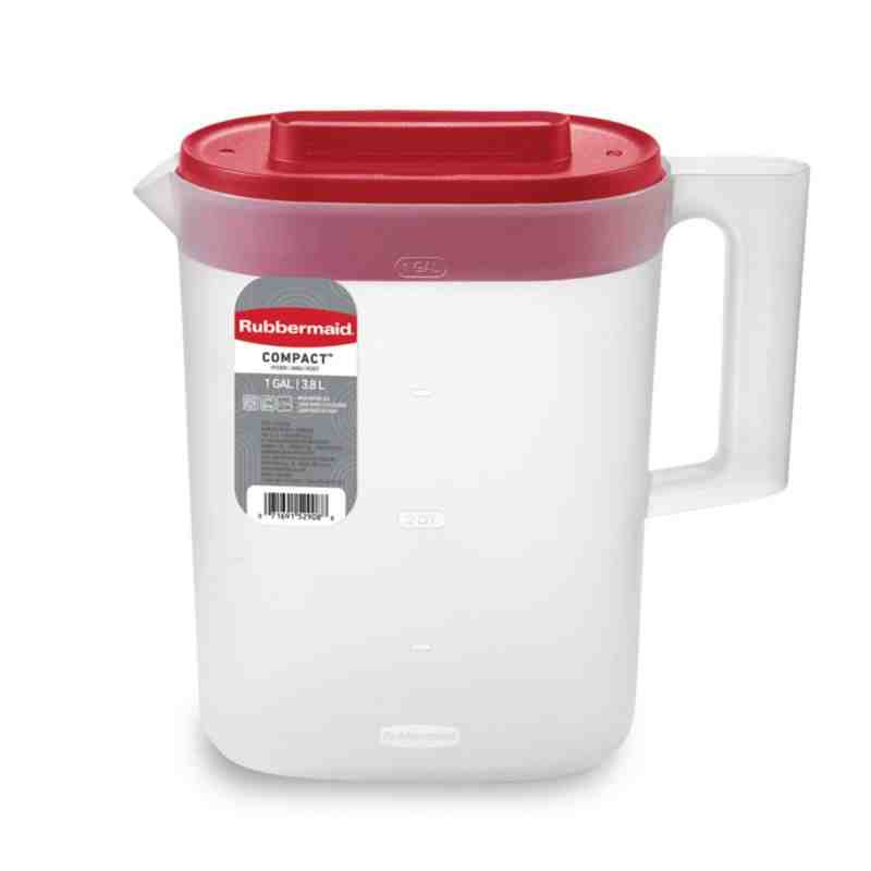 Rubbermaid 2122602 Compact Space Saving Plastic Water/Juice Pitcher with Lid, Oval Circumference, 3.8-L - [DefendUse.com] - 2122