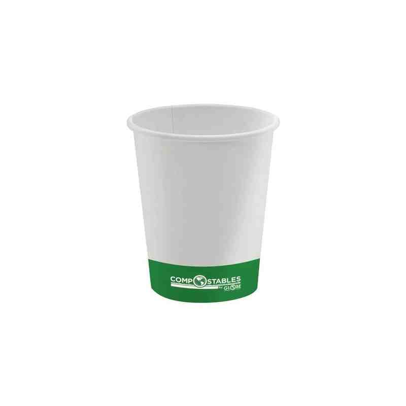 GLOBE  6054 Compostable Paper Cup-SingWall H/C 12oz-50/bg/20bg/cs, Case: 1000 - 50bg/20bg/cs - [DefendUse.com] - 6054 - Composta