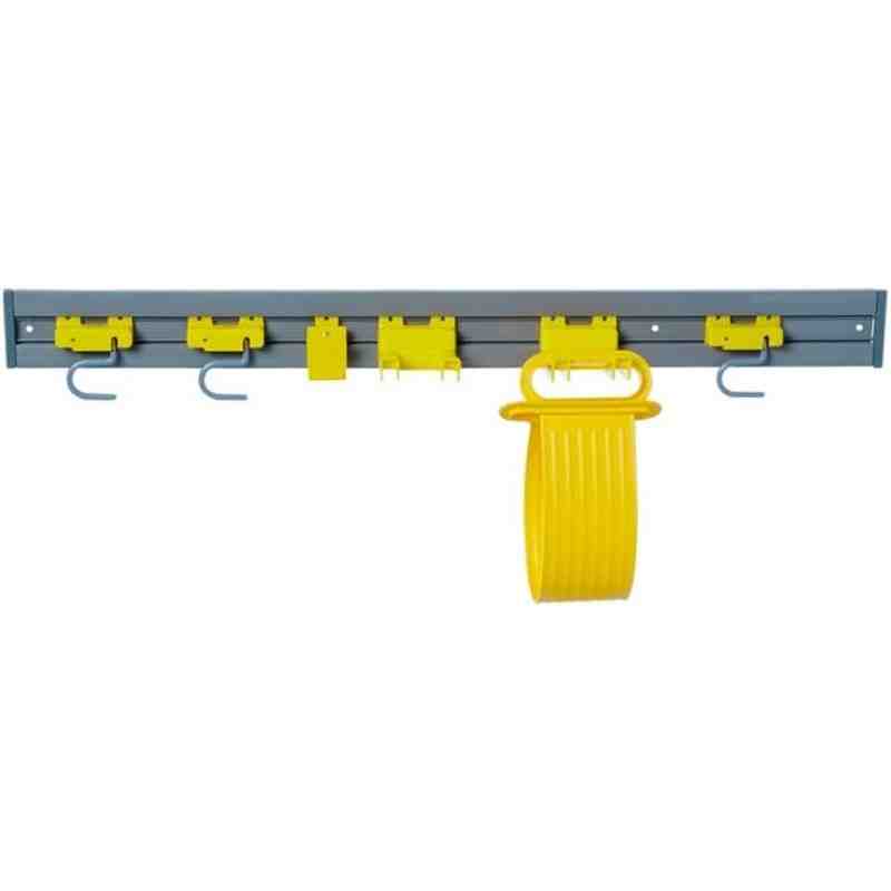 RUBBERMAID FG199300GRAY Closet Organizer/Tool Holder - 34" - Gray - [DefendUse.com] - FG199300GRAY - Broop/Mop Holders