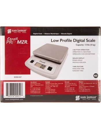 SanJamar SCDG13LP Low-Profile Digital Kitchen Scale 13 Lb/6Kg-Gray - [DefendUse.com] - SCDG13LP - Rubbermaid Scales