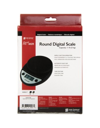 SanJamar SCDG11BK Round Digital Scale 11 Lb / 5 Kg - Black - [DefendUse.com] - SCDG11BK - Rubbermaid Scales