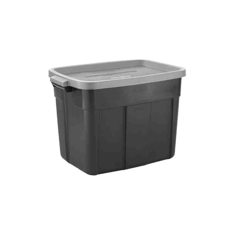 Rubbermaid RMRT180025 Roughneck Tote 18G - Black/Cool Grey - 6/cs [2215] Case: 6 - [DefendUse.com] - RMRT180025 - Totes / Bins