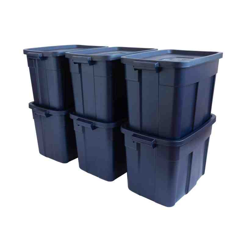 Rubbermaid RMRT180000 Roughneck Tote 18G - Dark Blue - 6/cs [2215] Case: 6 - [DefendUse.com] - RMRT180000 - Totes / Bins