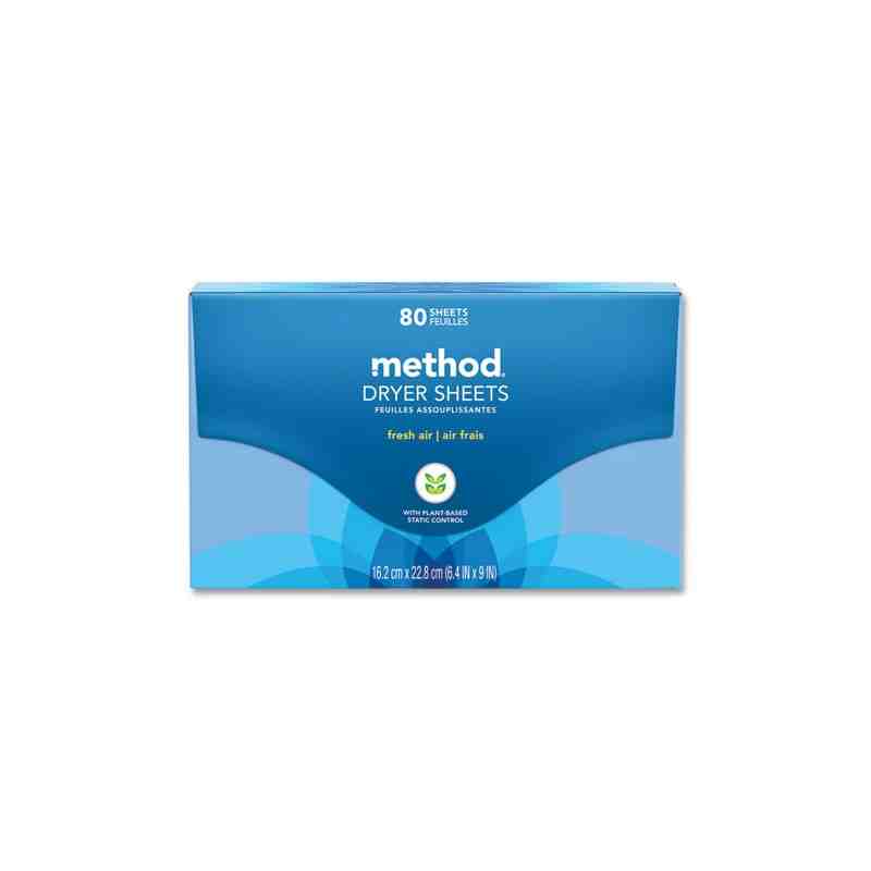 SC Johnson 318048 Method Dryer Sheets, Fresh Air, 80/ Box, 6 Boxes/ Carton - [DefendUse.com] - 318048 - SC Johnson - A Family Co