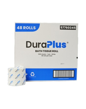 DuraPlus® Bathroom Tissue, 1-Ply, White, 1,000Sheets/Roll, 48/Case, Made in Canada - [DefendUse.com] - DP0345 - DuraPlus®