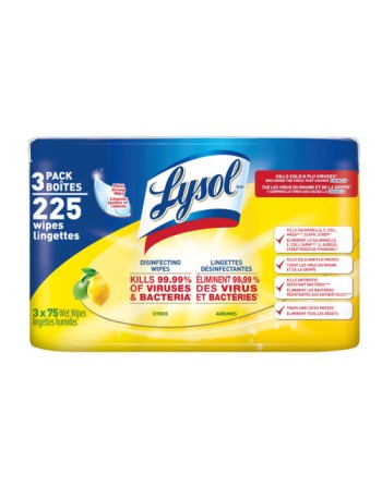 LYSOL 19200-99370 Disinfecting Wipes,  Citrus, 3 Pack, 2/Case, 75ct [CB993705] - [DefendUse.com] - 19200-99370 - Lysol® Cleaning