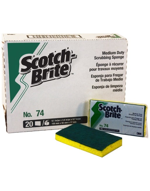 Scotch-Brite™ 7010028899 Medium Duty Scrub Sponge 74, 6.1 in x 3.6 in x 0.7 in, 20/Case,H-74-6.25X3.5 - [DefendUse.com] - 3M-701