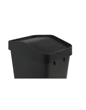 Rubbermaid 2170117, 12.2 Gallon, 47 L, Plastic Trash Can with Lid, Black, Swing and Toss, Case of 6 - [DefendUse.com] - 2170117 