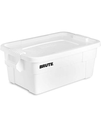 Rubbermaid FG9S3000WHT Products BRUTE Tote Storage Container with Lid, 14-Gallon, White (FG9S3000WHT) - [DefendUse.com] - FG9S30