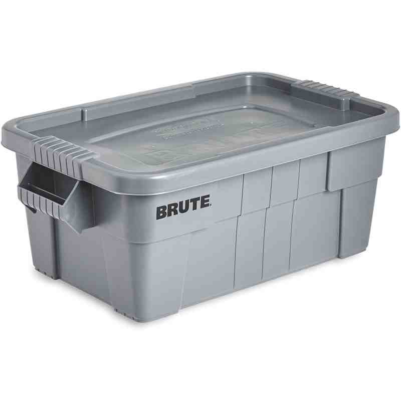 Rubbermaid Commercial BRUTE Tote Storage Bin with Lid, 14-Gallon, Gray (FG9S3000GRAY) - [DefendUse.com] - FG9S3000GRAY - Totes /