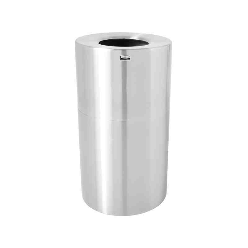 RUBBERMAID  Atrium®Open-Top Waste Receptacle, Metal, 35 US gal. - [DefendUse.com] - FGAOT35SAPL - Stainless Steel Trash Containe