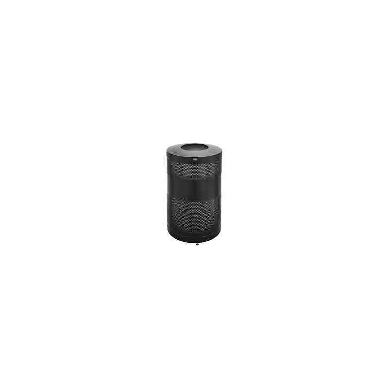 Rubbermaid FGS55ETBKPL Classics Black Round Steel Drop Top Waste Receptacle with Levelers and Rigid Plastic Liner 51 Gallon - [D