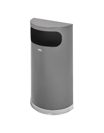 Rubbermaid FGSO820PLANT European Anthracite with Chrome Accents Half Round Steel Waste Receptacle 9 Gallon - [DefendUse.com] - F