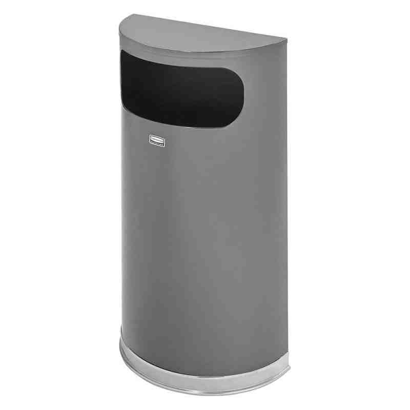 Rubbermaid FGSO820PLANT European Anthracite with Chrome Accents Half Round Steel Waste Receptacle 9 Gallon - [DefendUse.com] - F