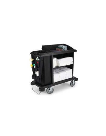 Rubbermaid FG619100BLA Full Size Housekeeping Cart with Doors - [Cleaning Supplies Canada Discounts] - FG619100BLA - [DefendUse.