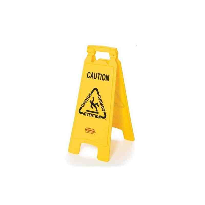 Rubbermaid FG611200YEL 25" Yellow Double Sided Multi-Lingual Caution Wet Floor Sign - [Cleaning Supplies Canada Discounts] - FG6