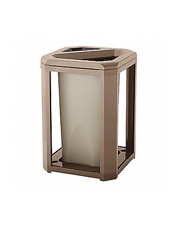 Rubbermaid FG397001DWOOD Landmark Series Classic Container Driftwood Square Polycarbonate Dome Top Frame with Ashtray - [DefendU