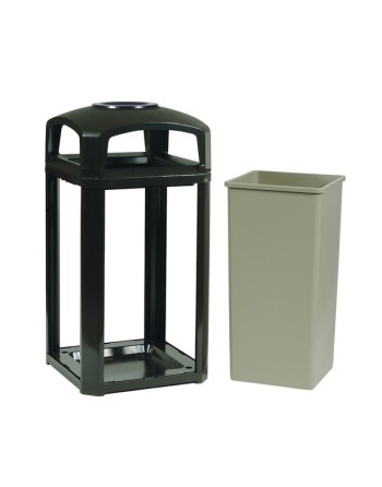 Rubbermaid FG397501BLA Landmark Series Classic Container Black Square Polycarbonate Dome Top Frame with Ashtray - [DefendUse.com