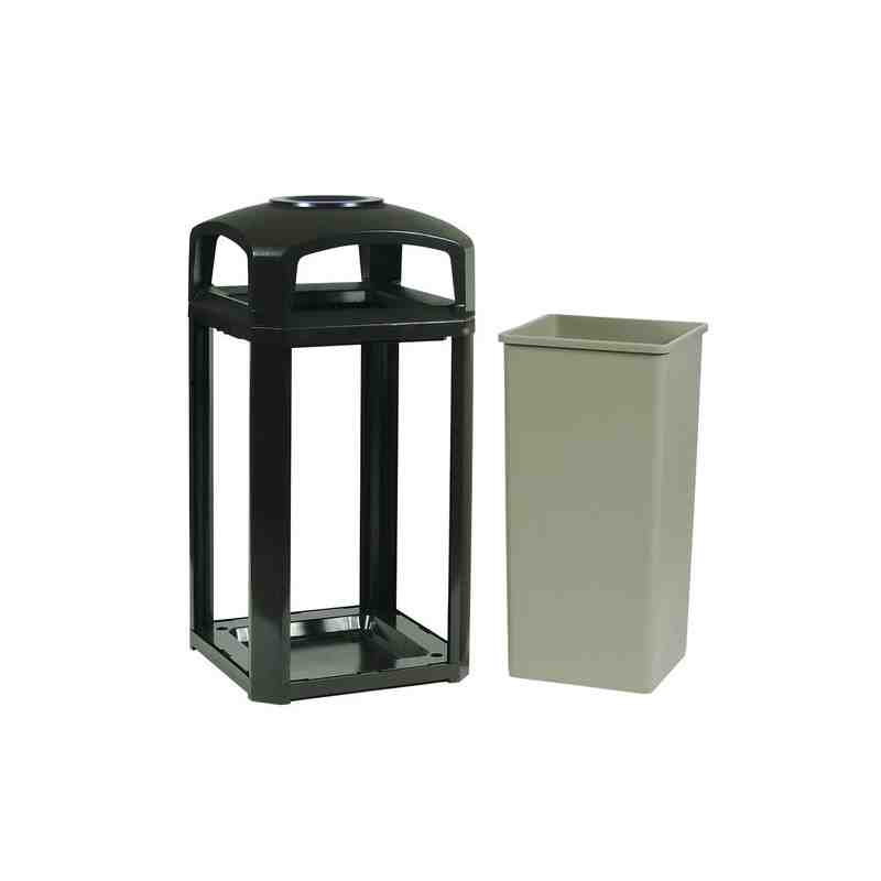 Rubbermaid FG397501BLA Landmark Series Classic Container Black Square Polycarbonate Dome Top Frame with Ashtray - [DefendUse.com