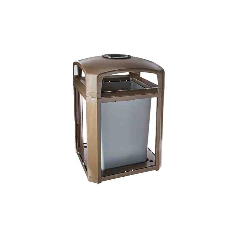 Rubbermaid FG397001DWOOD Landmark Series Classic Container Driftwood Square Polycarbonate Dome Top Frame with Ashtray - [Cleanin