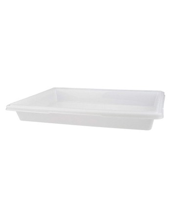 Rubbermaid FG350600WHT White Polyethylene Food Storage Box - 26" x 18" x 3 1/2" - [DefendUse.com] - FG350600WHT - Food Storage