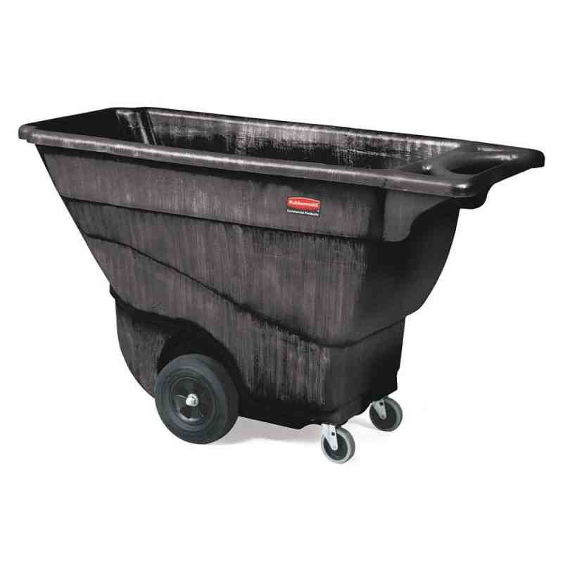 Rubbermaid FG9T1400BLA Black 0.5 Cubic Yard Tilt Truck / Trash Cart (850 lb.) - [DefendUse.com] - FG9T1400BLA - Tilt Trucks