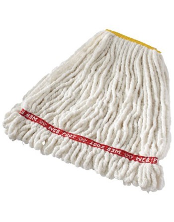 Rubbermaid FGA21106WH00 Small Wet Mop Head - 1" Headband, 4 Ply Cotton/Synthetic Blend, White - [Cleaning Supplies Canada Discou