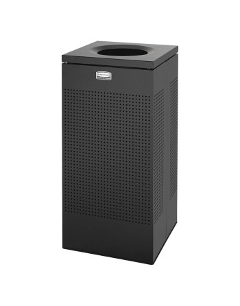 Rubbermaid FGSC14EPLTBK 16-gal Indoor Decorative Trash Can - Metal, Black - [DefendUse.com] - FGSC14EPLTBK - Sillouettes Wasteba