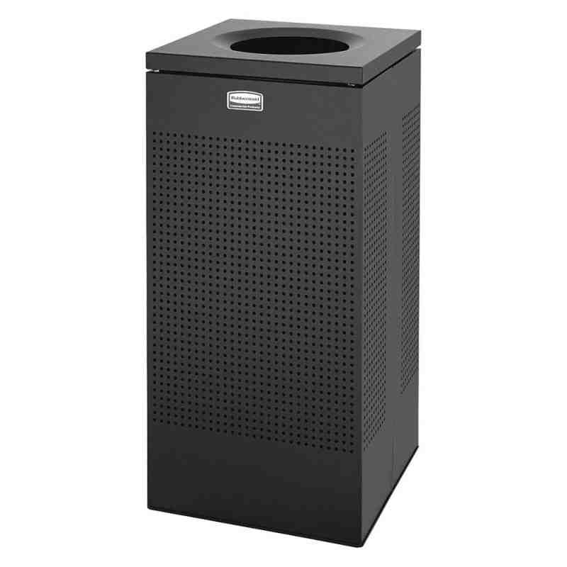 Rubbermaid FGSC14EPLTBK 16-gal Indoor Decorative Trash Can - Metal, Black - [DefendUse.com] - FGSC14EPLTBK - Sillouettes Wasteba